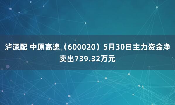 泸深配 中原高速（600020）5月30日主力资金净卖出739.32万元